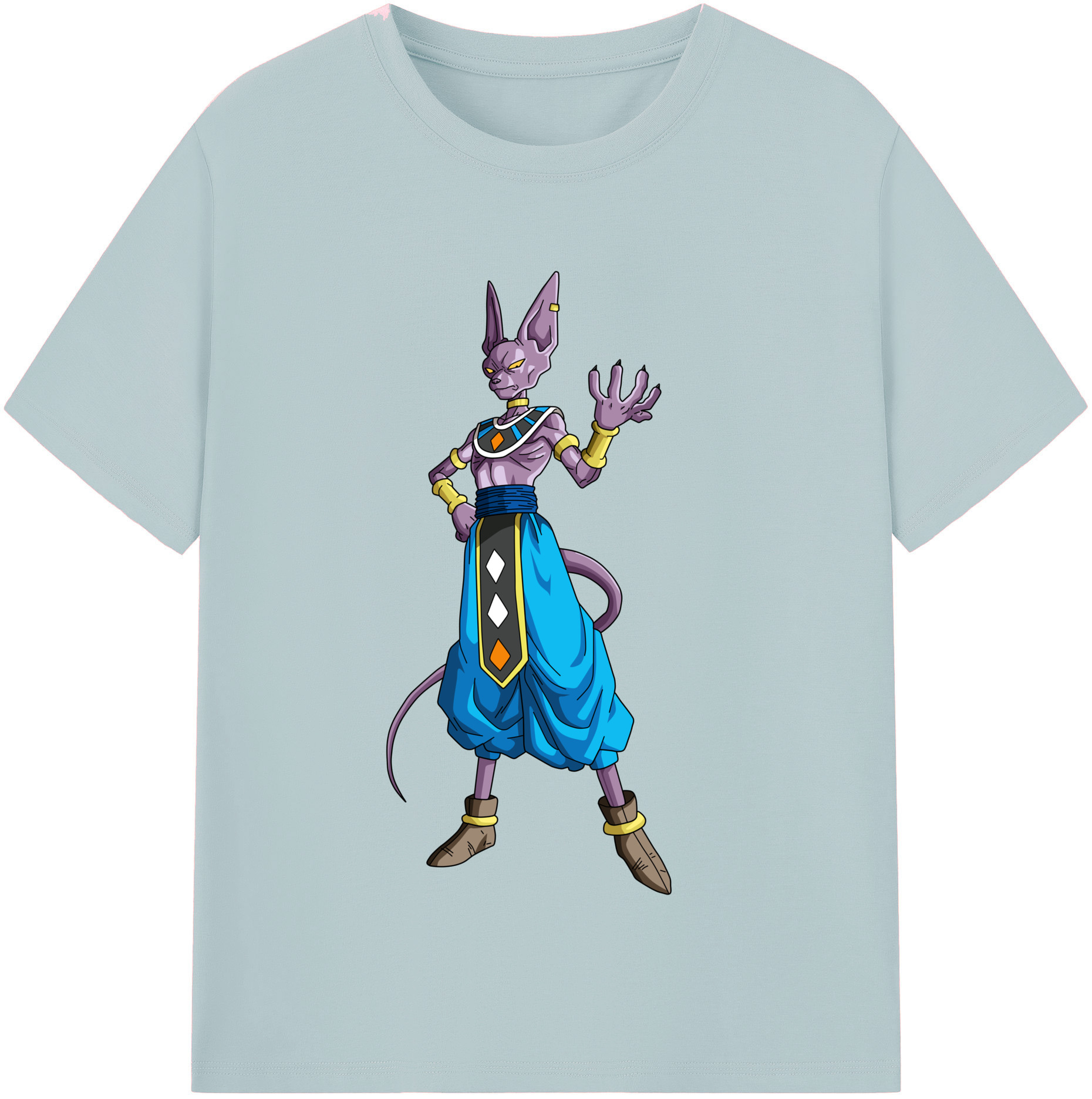 （画像用） ドラゴンボール ビルス 破壊神ビルス DRAGON BALL Beerus Birusu 綿100％半袖Tシャツ（フロントプリント）